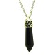 Black Agate Bullet Pendant with SS Chain