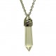 Clear Quartz Bullet Pendant with SS Chain (Reconstituted)