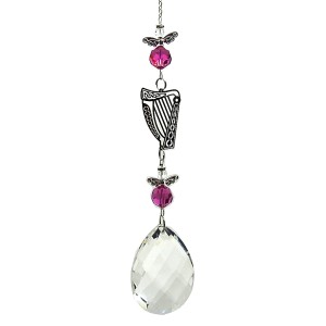 64mm Crystal Pear with Harp & 2 Angels (CRBAHA24)