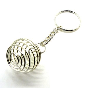 Spiral Key Chain Round Silver Plated