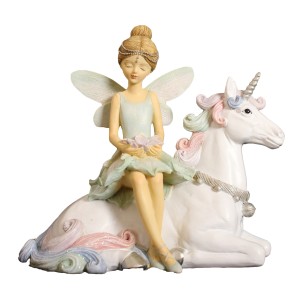 Ballerina Fairy Sitting on Unicorn H16 x W17cm 32728 (Special Offer)