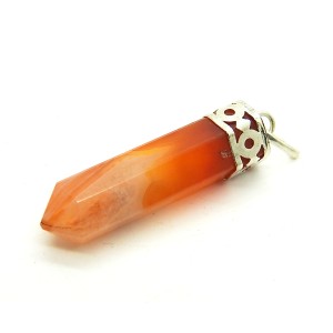 Carnelian Pencil Pendant Silver Plated Cap 2-3cm