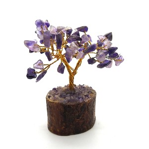Amethyst Gem Tree on Wooden Base 60 Beads