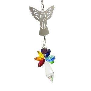 38mm Crystal Chakra Angel with Silver Angel (CRCA9001)