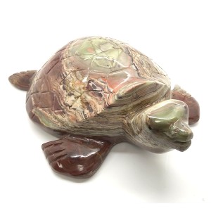 Multi Green Onyx Hand Carved Marble Turtle 5" (12.5cm) (Fancy)