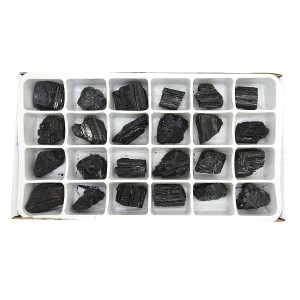 Tourmaline Black Rough Stone Box - 24 Pcs