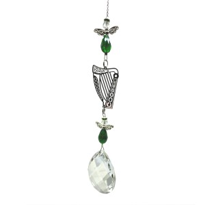 50mm Crystal Pear with Harp & 2 Angels (23BA) Irish Range
