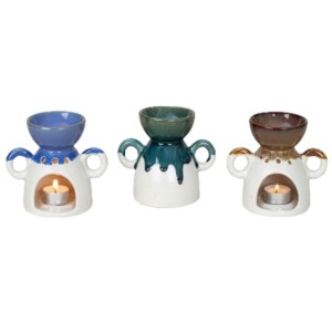 Double Handle Ceramic Oil Burner H:12 x W:14cm 1102 - 1 (The Top is Slightly Chipped)
