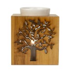 Ceramic Oil Burner Wooden Frame Tree Of Life H:11 x W:9.5cm 1114