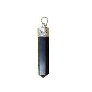 Obsidian Pencil Pendant Silver Plated Cap
