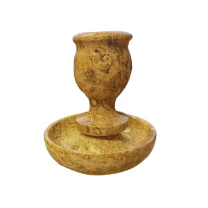 Fossil Coral Hand Carved Candlestick Holder H:3 X W:3" Fossil Coral Hand Carved Candlestick Holder H:3 X W:3"