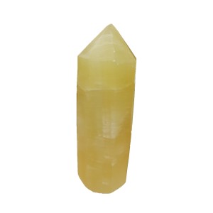 Calcite Lemon Obelisk 6 Sided Tower Point H:12 x W:4cm Wt:385g Calcite Lemon Obelisk 6 Sided Tower Point H:12 x W:4cm Wt:385g