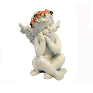 Angel with Roses Sitting H:7.5 x W:5.6cm 2468 - 6 Pcs