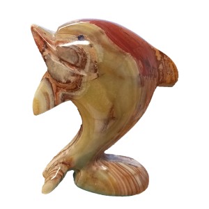 Multi Green Onyx Hand Carved Marble Dolphin 3" Multi Green Onyx Hand Carved Marble Dolphin 3"