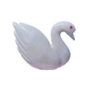 Himalayan White Hand Carved Marble Swan H:6" (H:15cm) Himalayan White Hand Carved Marble Swan H:6" (H:15cm)