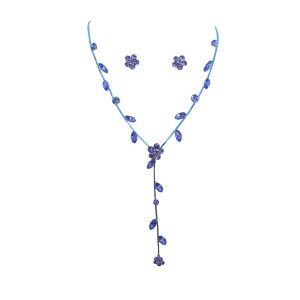 Rhinestone Lilac Flower Necklace & Earring Set Rhinestone Lilac Flower Necklace & Earring Set