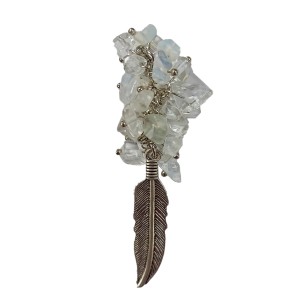 Opalite Chips Cluster Feather Pendant