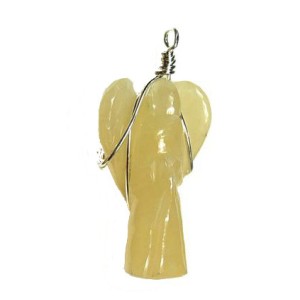Golden Quartz Angel Pendant Wire Wrap