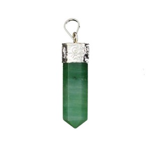 Averturine Pencil Pendant Silver Plated Cap
