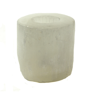Selenite Tealight Holder Cylinder Flat Polished Top H:8 X W:7cm