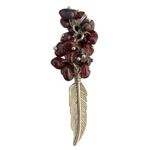 Garnet Chips Cluster Feather Pendant