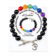 Chakra Obsidian 8mm Ball OM Bracelet on Card & Gift Pouch (55mm) Chakra Obsidian 8mm Ball OM Bracelet on Card & Gift Pouch (55mm)