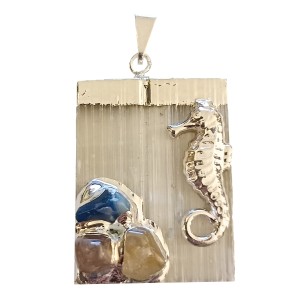 Selenite Seahorse Pendant Silver Plated Cap