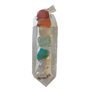 Clear Quartz Chakra Point Pendant Silver Plated Cap