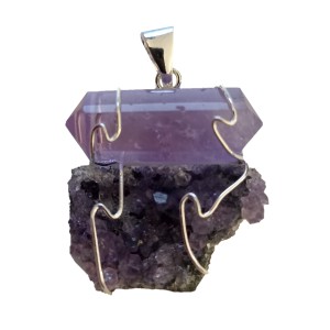 Amethyst Double Terminated Cluster Combo Pendant