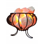 Orange Calcite & Salt Lamp Basket with Chunks 6'' Complete