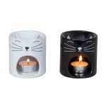 Cats Black/White Ceramic Oil Burner H:9cm x D:8cm 7134