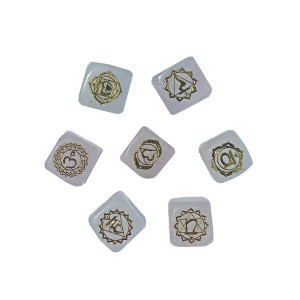 Rose Quartz Cube Engraved Reiki Meditation Wicca Power Balancing Set