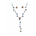 Rhinestone Amber Flower Necklace & Earring Set