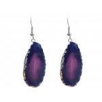 Agate Purple Banded Earrings 3-4cm - 1 Pair