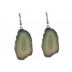 Agate Green Banded Earrings 3-4cm - 1 Pair