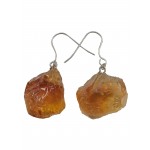 Citrine Rough With Sterling Silver Earrings - 1 Pair