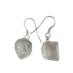 Aquamarine Tumbled Stones With Sterling Silver Earrings - 1 Pair