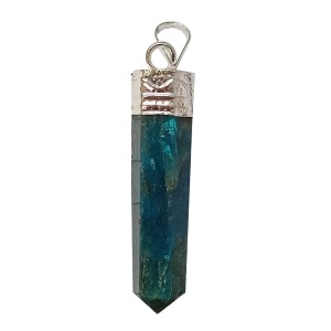 Apatite Pencil Pendant Silver Plated Cap