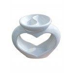 Heart White & Grey Ceramic Oil Burner H:13.8 x W:16cm 7139 - 1