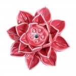 Porcelain Lotus Incense Holder Hand Carved (55mm) (Crimson)