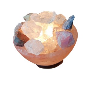Salt Lamp Bowl & Chakra Crystals For Lamp Complete