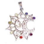 Chakra OM Silver Plated Pendant