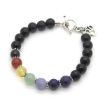 Chakra Obsidian 8mm Ball OM Bracelet Chakra Obsidian 8mm Ball OM Bracelet