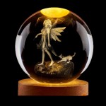 Fairy Dog 3D Laser Engraved Quartz Glass Ball Sphere (60mm)