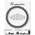 Hematite Gemstone Stretchy 8mm Ball Bracelet With Message Card (55mm)