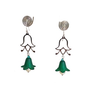 Stainless Steel Bellflower & Acrylic Bellflower With Sterling Silver Ear Wires (Handmade) Stainless Steel Bellflower & Acrylic Bellflower With Sterling Silver Ear Wires (Handmade)
