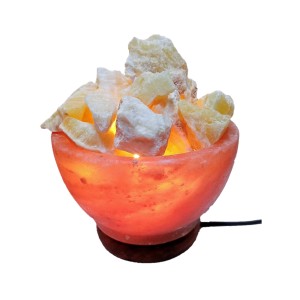Salt Lamp Bowl & Lemon Calcite Chunks For Lamp Complete