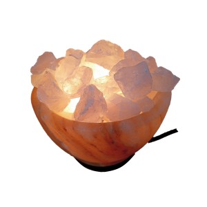 Salt Lamp Bowl & Rose Quartz Chunks For Lamp Complete