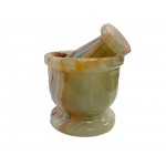 Onyx Marble Multi Green Handcrafted Pestle & Mortar 2.5"