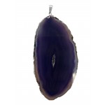 Agate Slice Pendant Purple Silver Edge 6-8cm